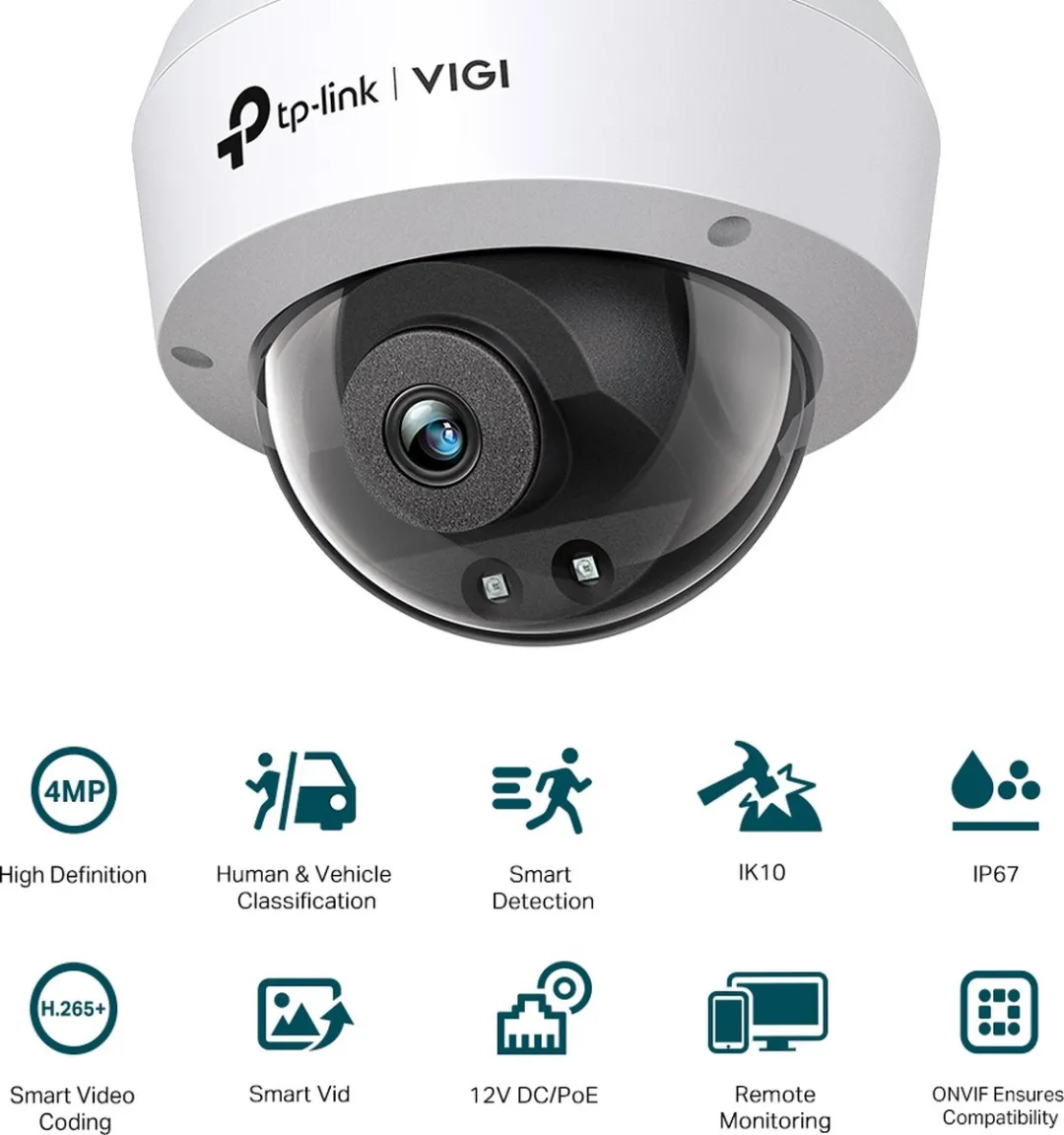 TP-Link VIGI C240I Dome IP-camera 4mm - 2560x1440 - Zwart/Wit