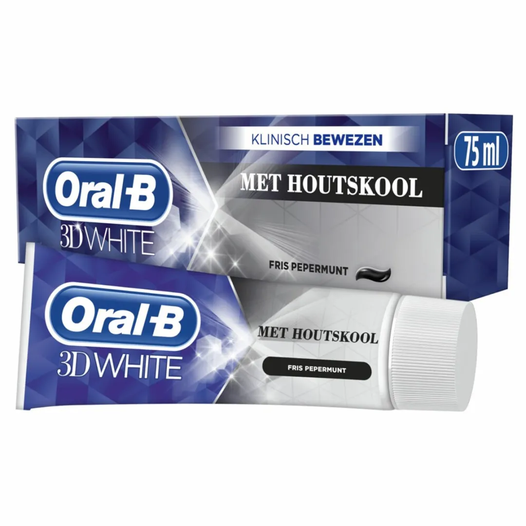 Oral-B Tandpasta 3D White Houtskool 75ml - 6 Stuks