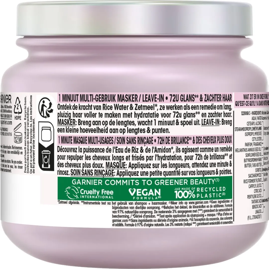 Garnier Rice Water Haarmasker Glans & Zacht 340ml
