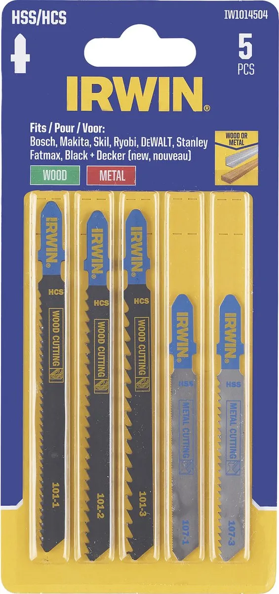 Irwin T-Shank Reciprozaagbladen - Metaal & Hout - 5 Stuks