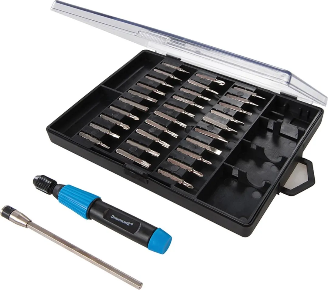 Silverline 32-delige Precisie Schroevendraaier Bit Set 810852 - Blauw/Zwart - afbeelding 6 van 6