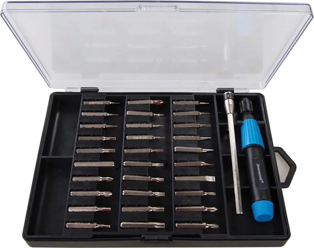 Silverline 32-delige Precisie Schroevendraaier Bit Set 810852 - Blauw/Zwart