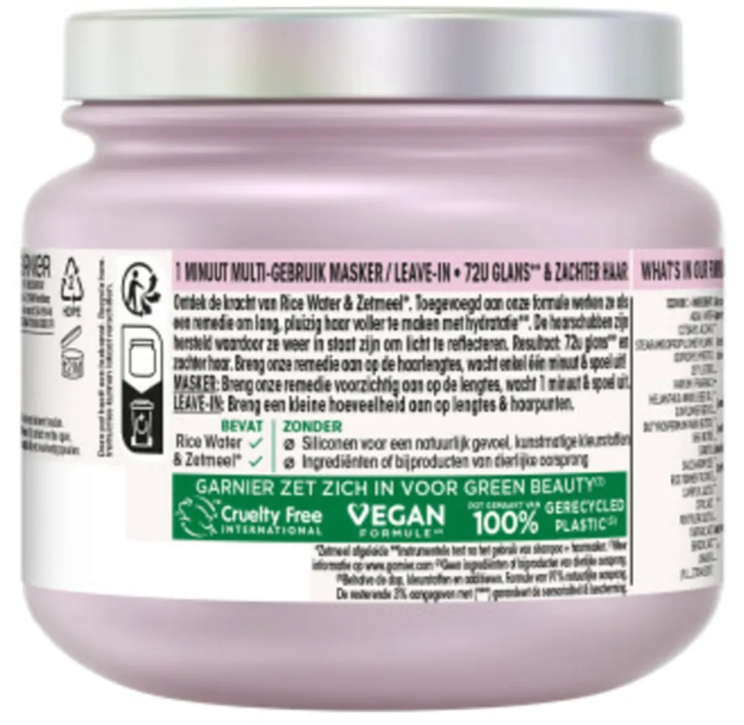Garnier Loving Blends Rice Water Haarmasker 340ml - 4 Stuks