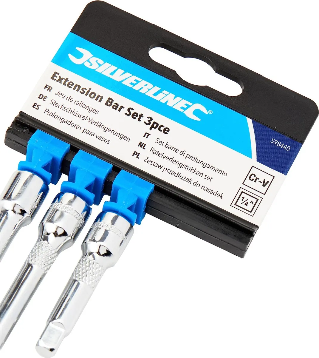 Silverline Ratelverlengstukken 3-delig 1/4 - Chroomvanadiumstaal