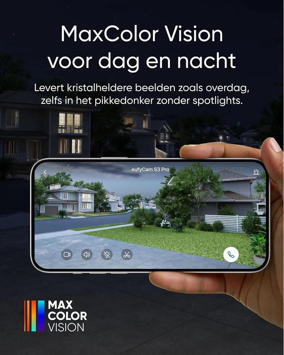eufy Security eufyCam S3 Pro MaxColor Vision 4K 4-Cam Set inclusief Homebase 3 + E340 2K Draadloze Video Deurbel Inclusief Chime - Bundelvoordeel