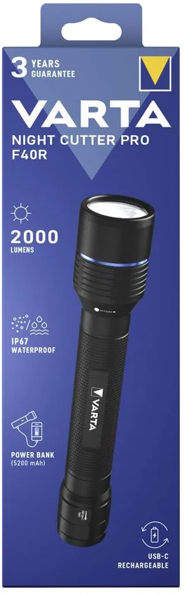 Varta Night Cutter Pro F4R Zaklamp 2000 Lumen - Zwart