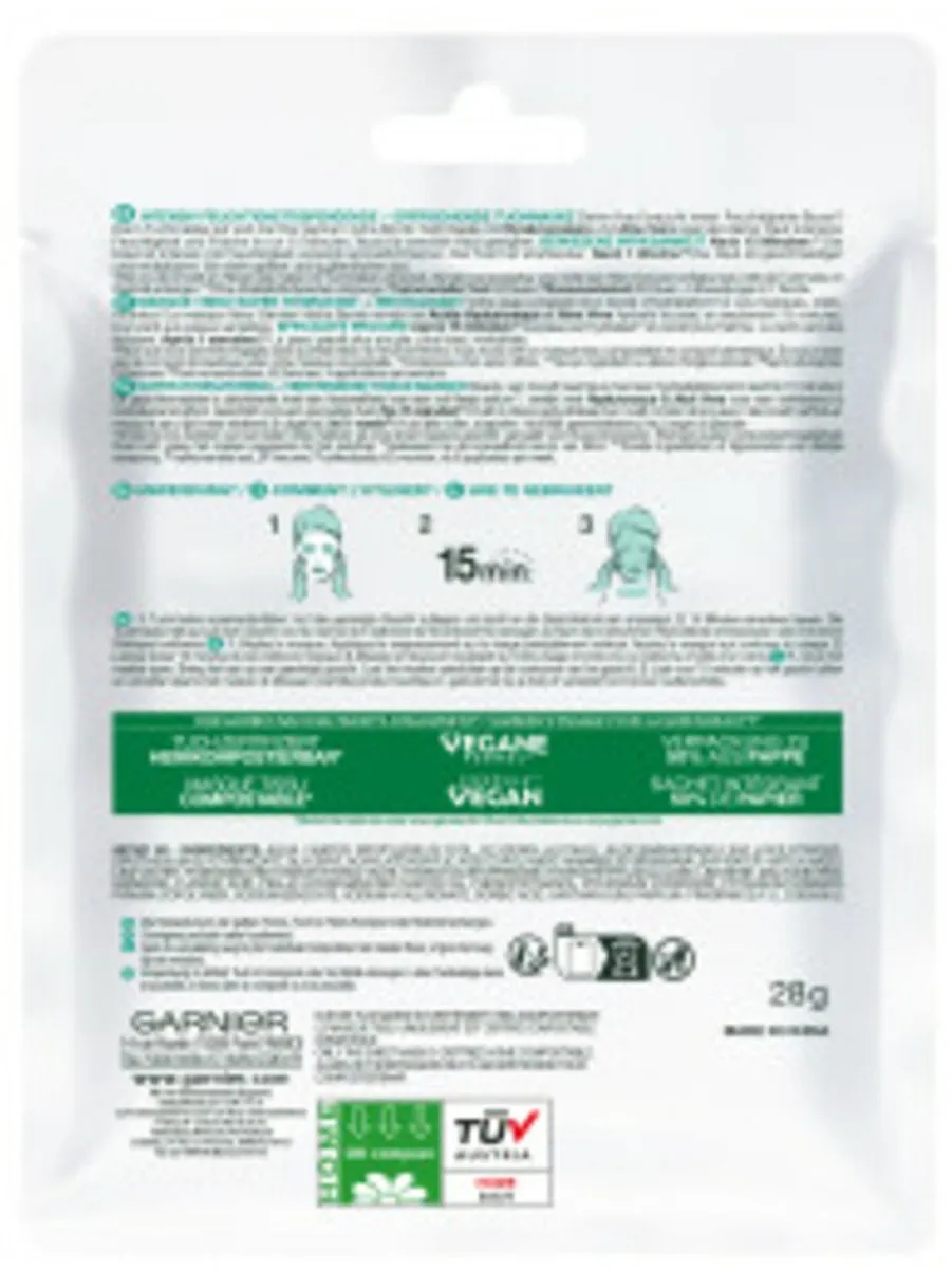 Garnier SkinActive Hyaluronzuur Aloë Vera Gezichtsmaskers - 4 Stuks