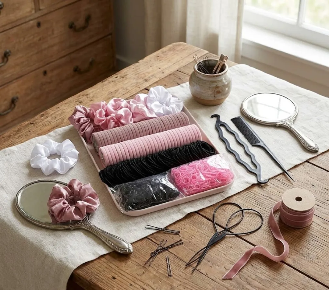 NUVEX Haar Accessoires Set 1109 Stuks - Roze/Zwart