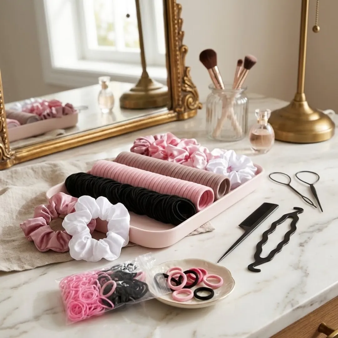 NUVEX Haar Accessoires Set 1109 Stuks - Roze/Zwart