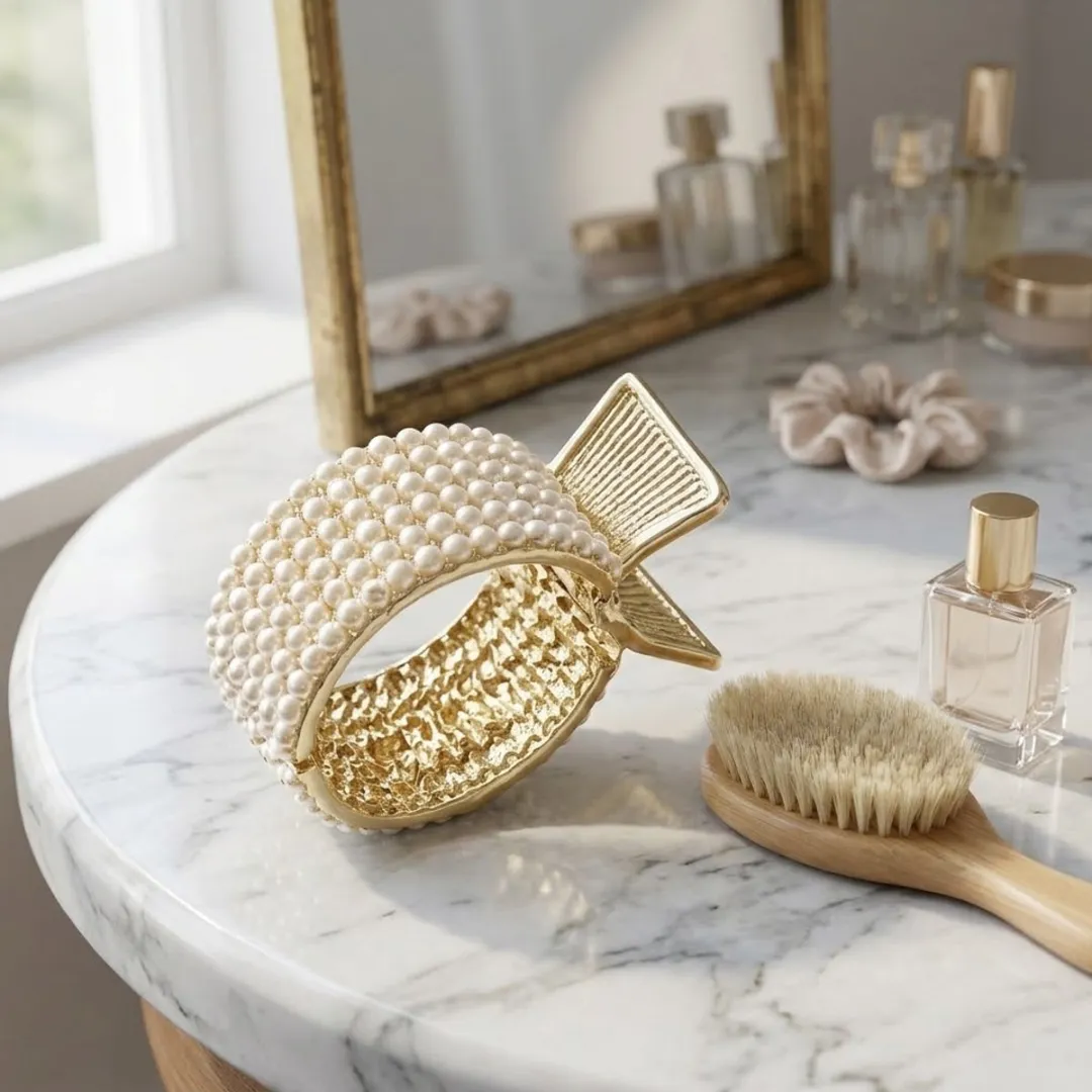NuveX Goud Glitter Haarclip met Strass - Sterke Grip