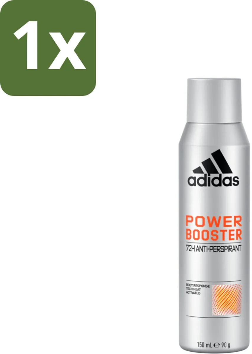 1 x Adidas – Deodorant Spray – Power Booster – 150 ml - Anti-transpirant Spray - Deodorant Spray - Houtachtige Geur - 72 Uur Droge Frisheid - Energie Uitstralen