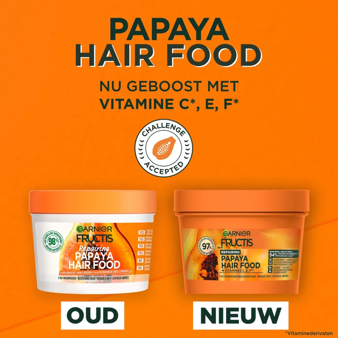 Garnier Fructis Hair Food Papaya Herstellend Haarmasker - 6x400ml - afbeelding 6 van 6