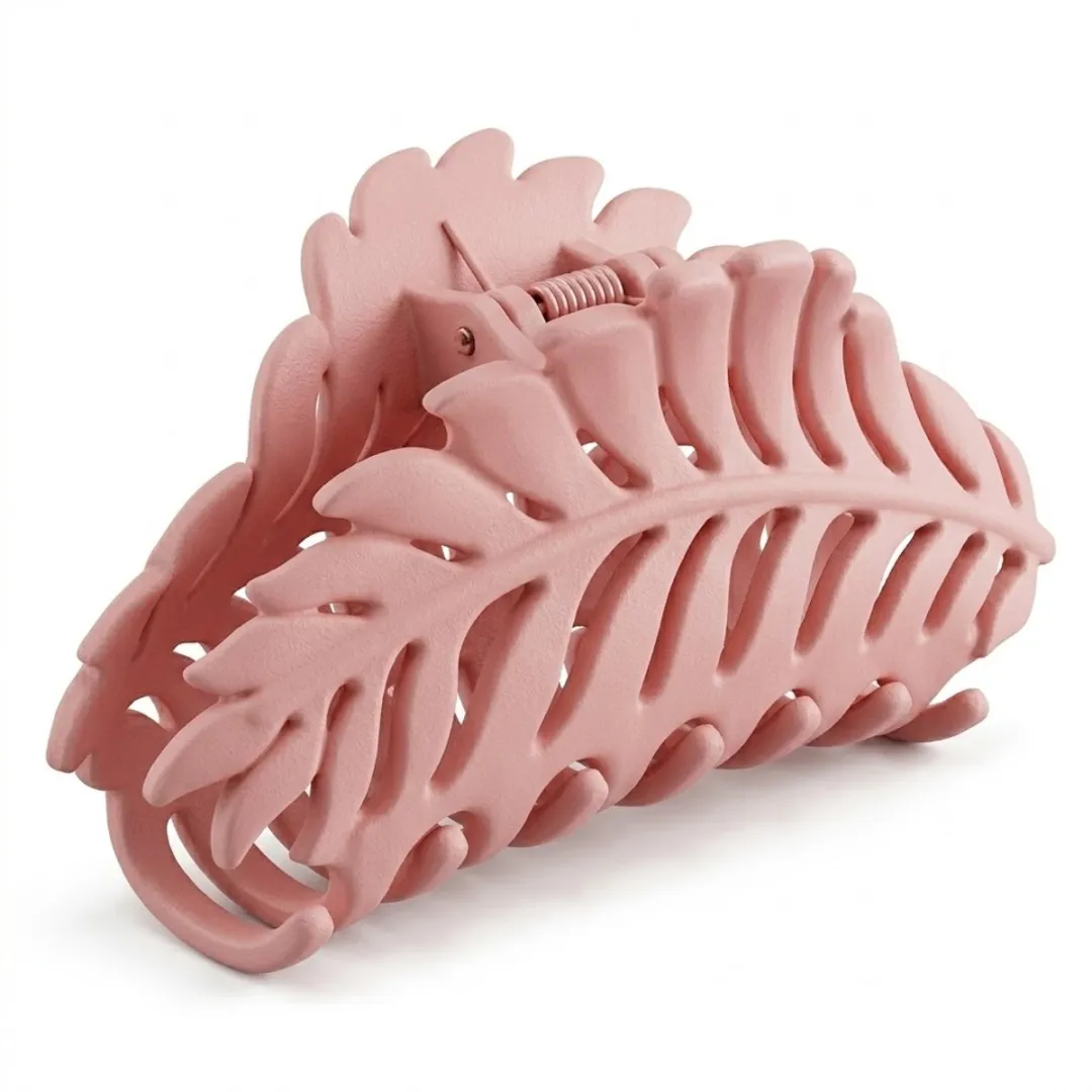 NuveX Roze Bladvormige Haarclip Matte Kunststof