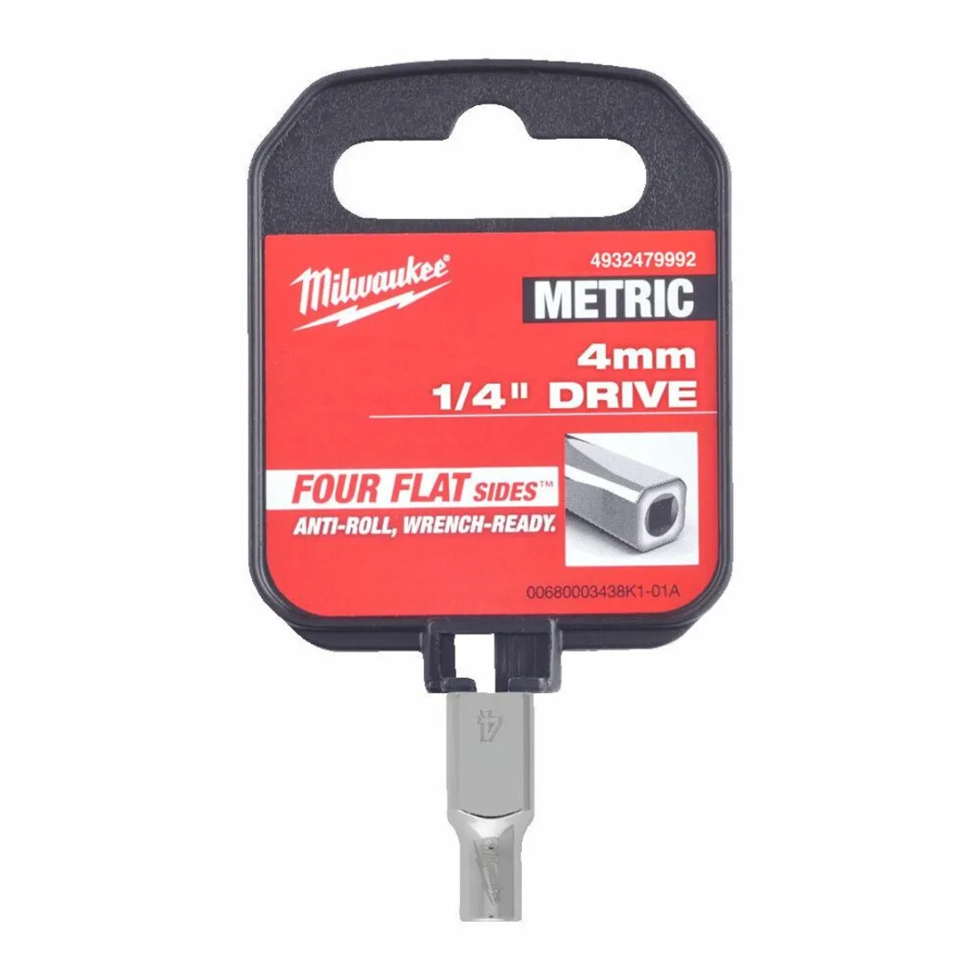 Milwaukee Zeskantige Dopsleutel 1/4" 4mm FOUR FLAT