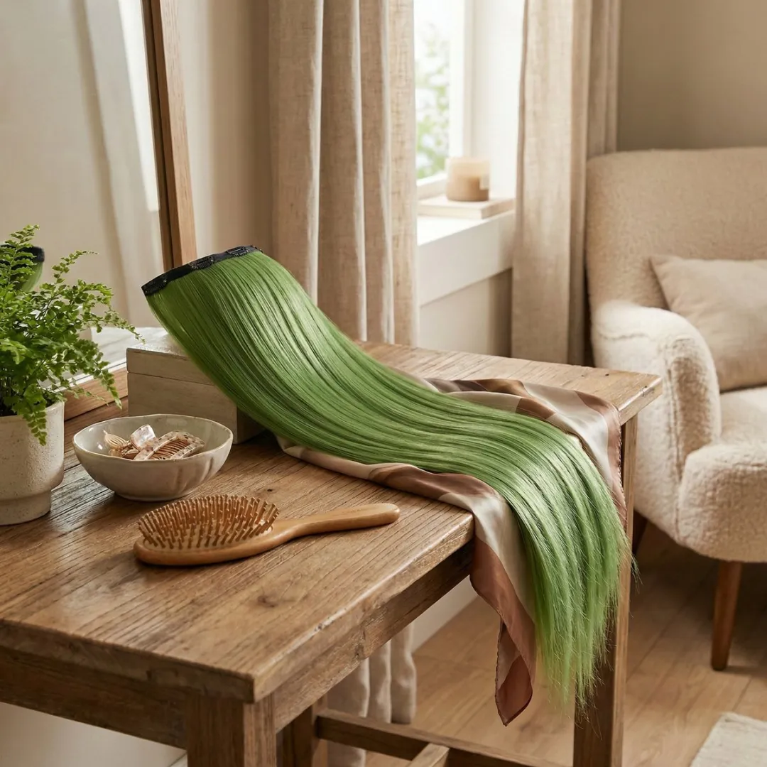 NuveX Hairextensions Clip-in Set - Groen Poolster
