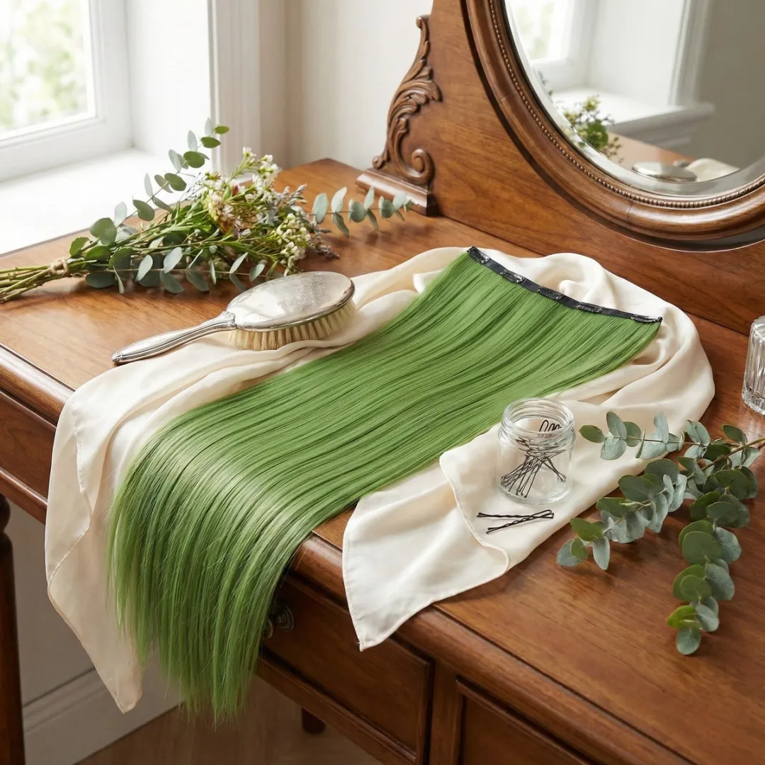 NuveX Hairextensions Clip-in Set - Groen Poolster