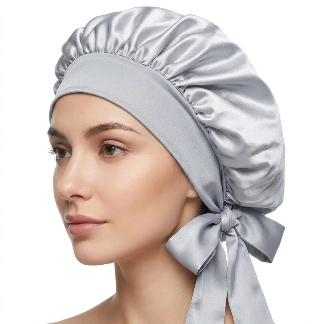NUVEX Zilverkleurige Satin Haarbonnet