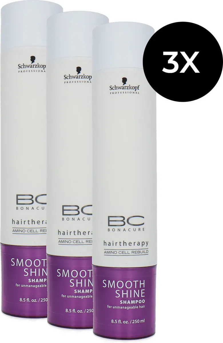 Schwarzkopf Bonacure Smooth Shine Shampoo 3x250ml