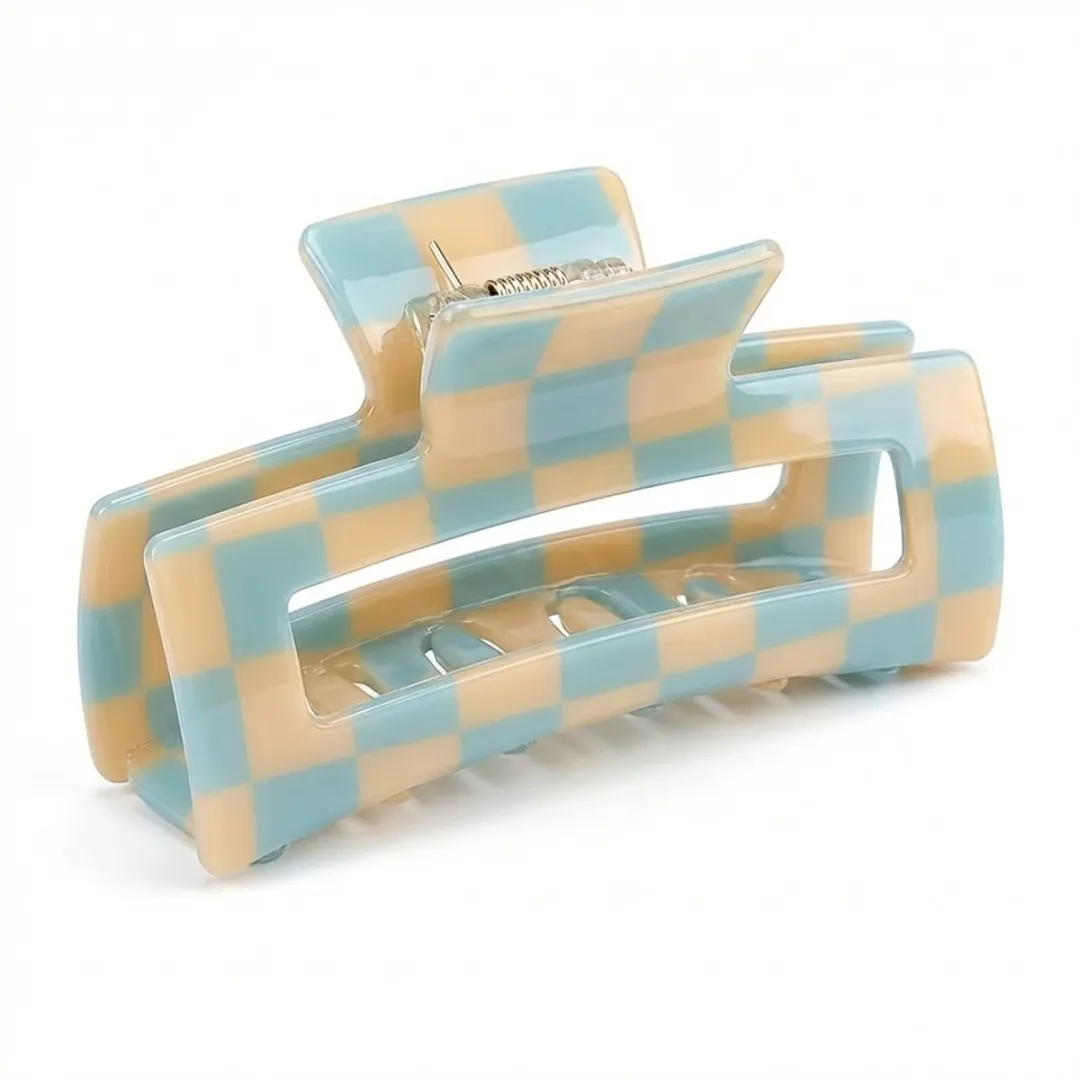 NuveX Ruitpatroon Haarclip Geel/Blauw