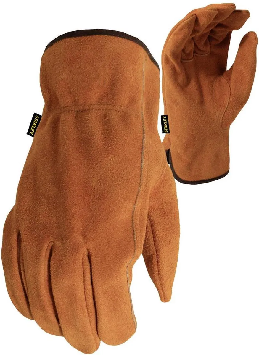 Stanley Cowhide Leather Werkhandschoenen - Maat 10 - Zwart/Geel