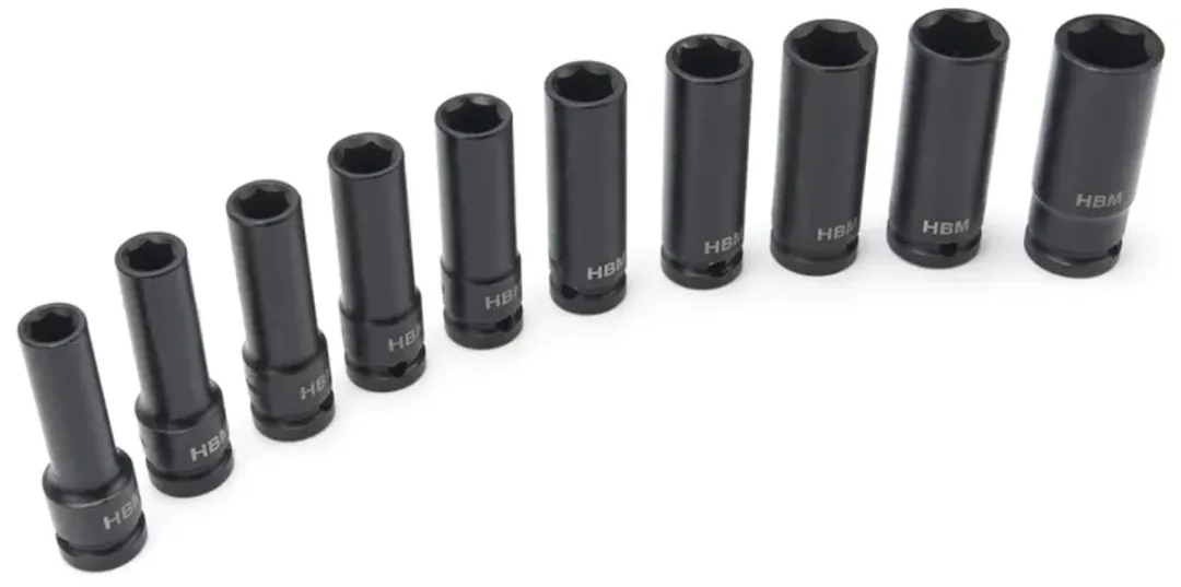 HBM Machines Diepe Krachtdoppenset 1/2" - 10-22mm - 10-delig Zwart