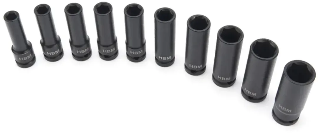 HBM Machines Diepe Krachtdoppenset 1/2" - 10-22mm - 10-delig Zwart