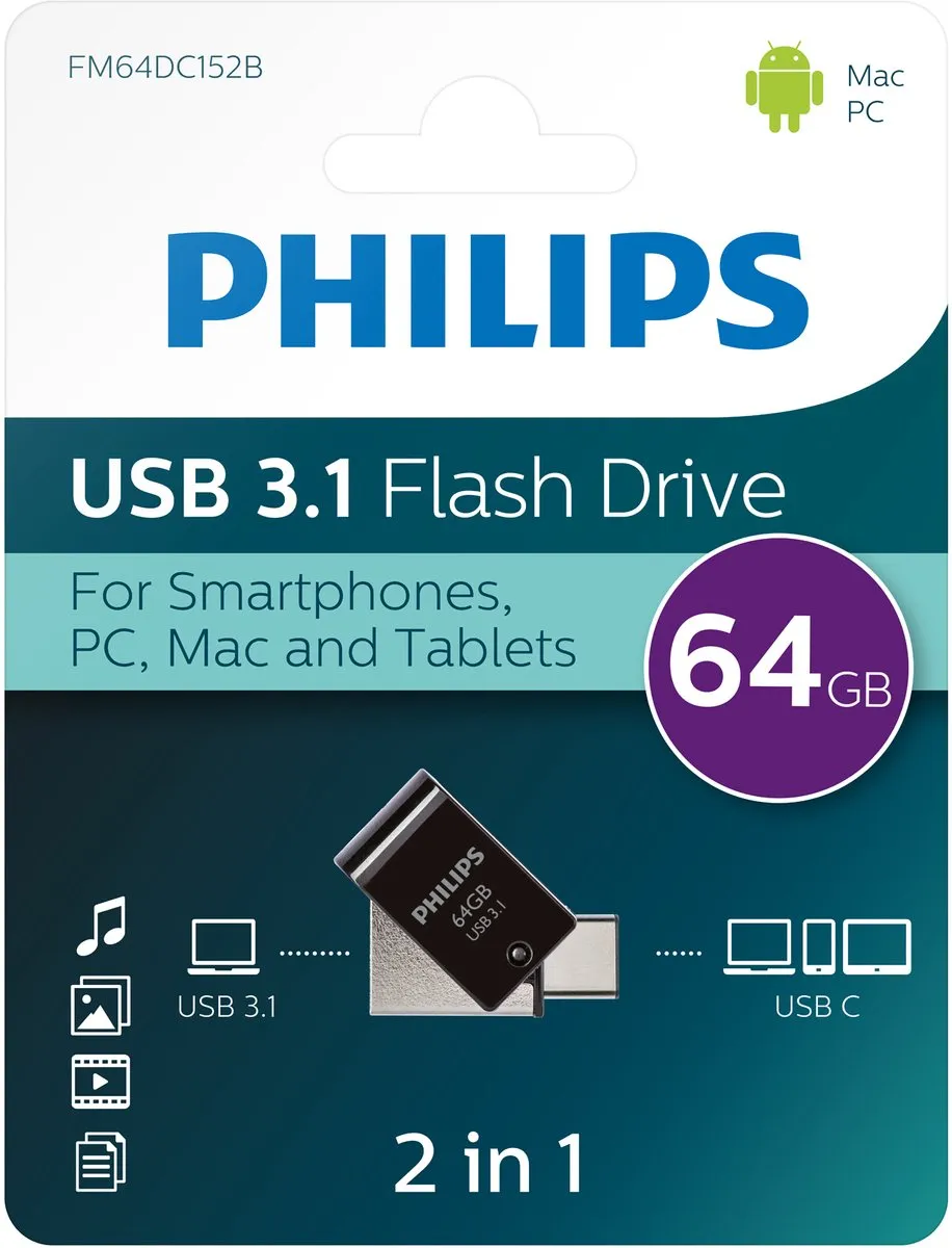 Philips 2-in-1 USB Stick 64GB FM64DC152B