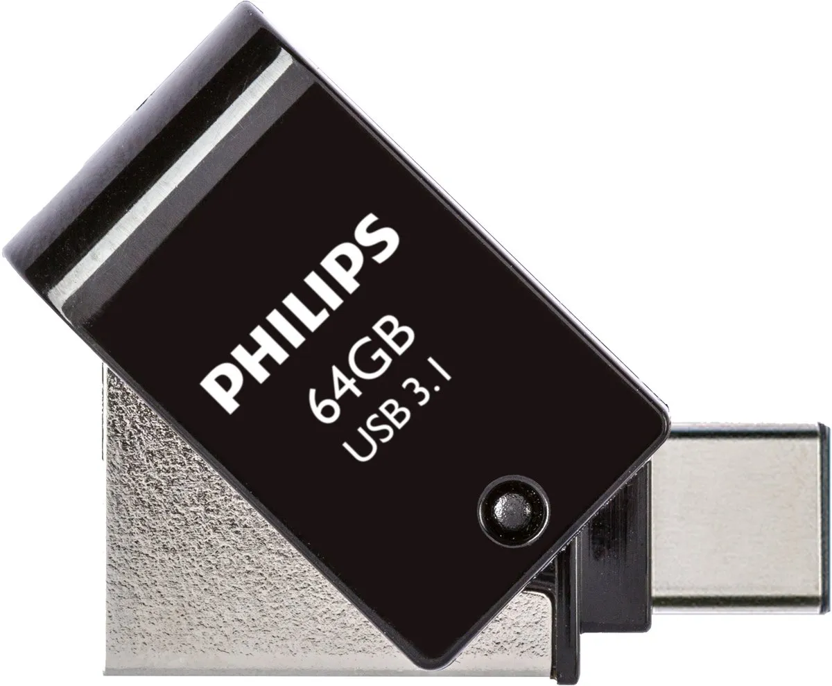 Philips 2-in-1 USB Stick 64GB FM64DC152B - Zwart