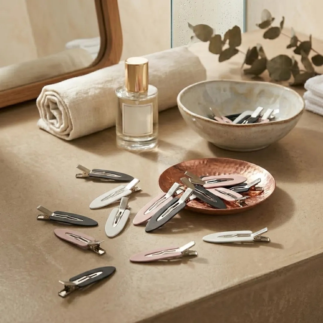 NuveX Haarclips Set 12 Stuks - Zwart Roze Wit