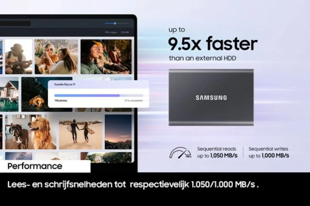 Samsung T7 Resurrected MU-PC2T0T/WW Externe SSD 2TB - Grijs - afbeelding 6 van 6