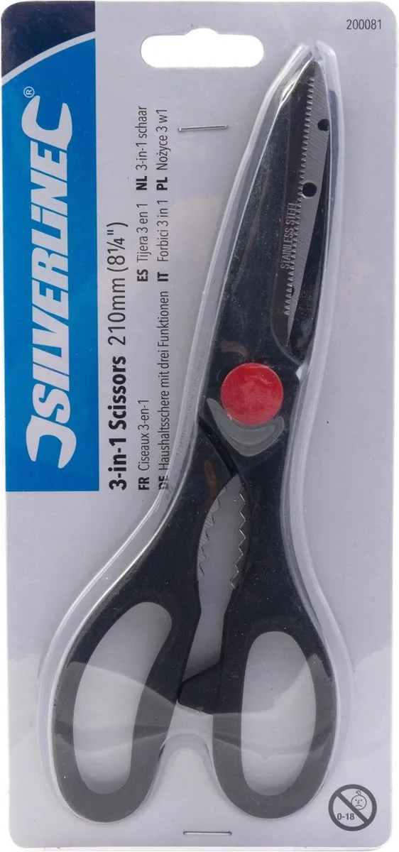 Silverline Multifunctionele Keukenschaar 210mm - 3-in-1