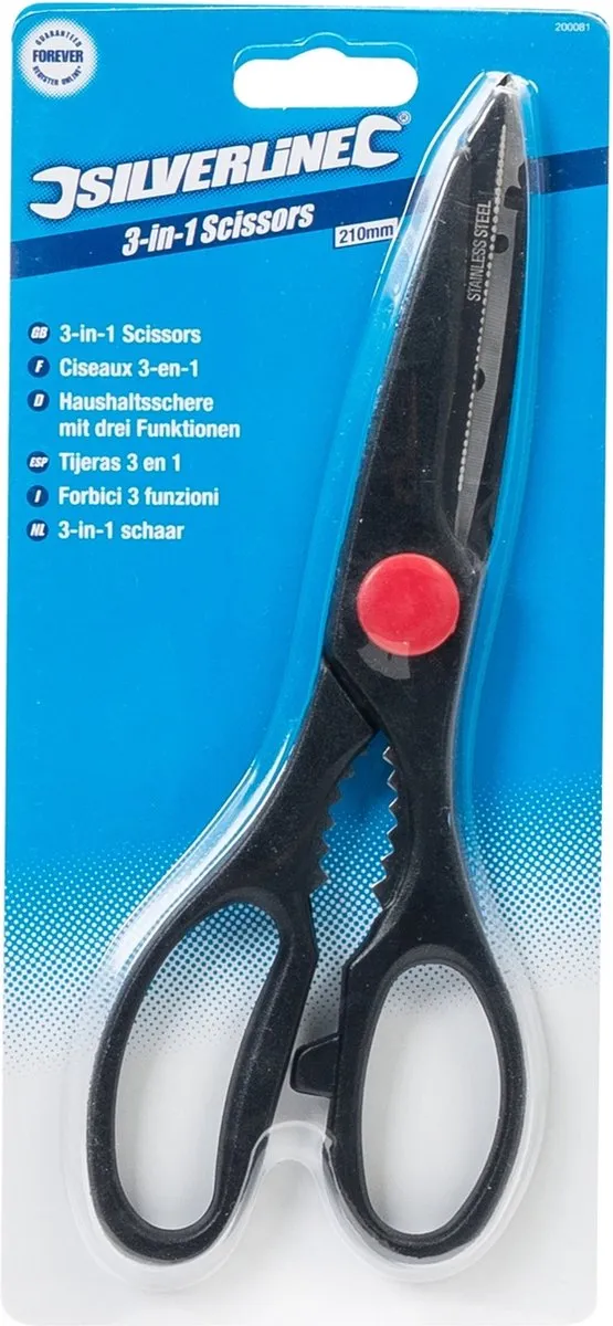 Silverline Multifunctionele Keukenschaar 210mm - 3-in-1