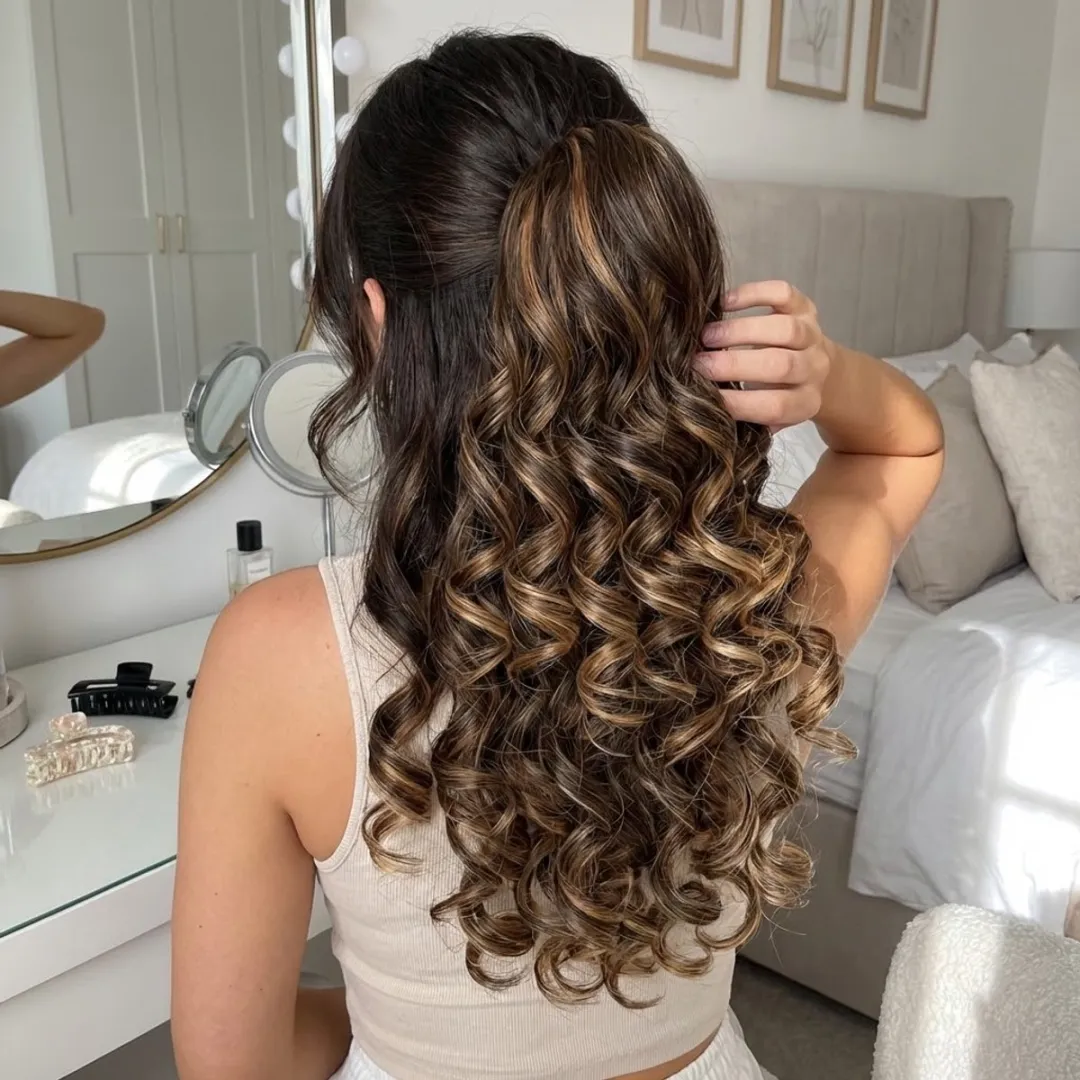 NuveX Clip-in Paardenstaart Haar Extensie - Bruin Blond Ombre