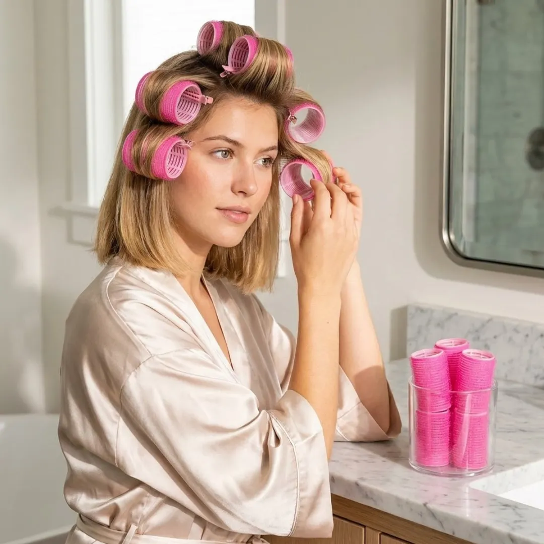 NuveX Rozerood Heatless Curls Krulrollers Set 50 Stuks