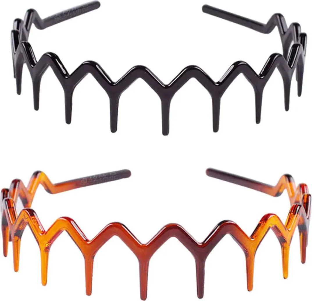 ECTEATOY Retro Jaren 90 Haarband - Zwart & Bruin - 2 Stuks