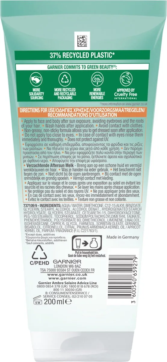 Garnier Ambre Solaire Aftersun Melk met Zelfbruiner 200ml - 6 Stuks
