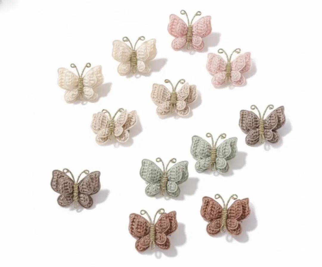 NuveX Gehaakte Vlinder Haarspeld Set - 12 Stuks Multicolor