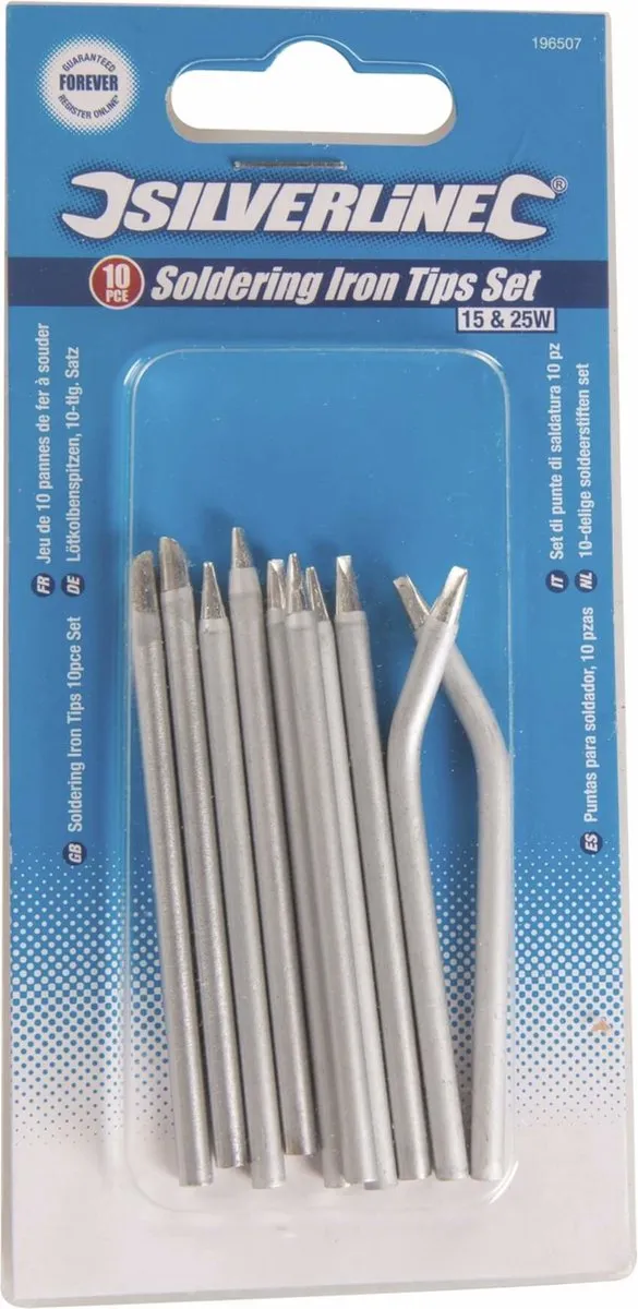 Silverline Soldeerstiften set - 15 en 25 watt - 10-delig - diverse puntvormen