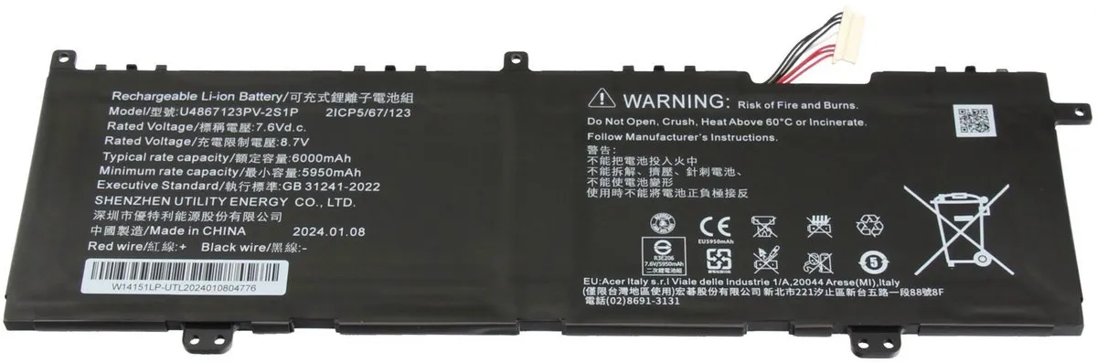 Acer KT.CTE00.003 Laptopbatterij 45,6Wh