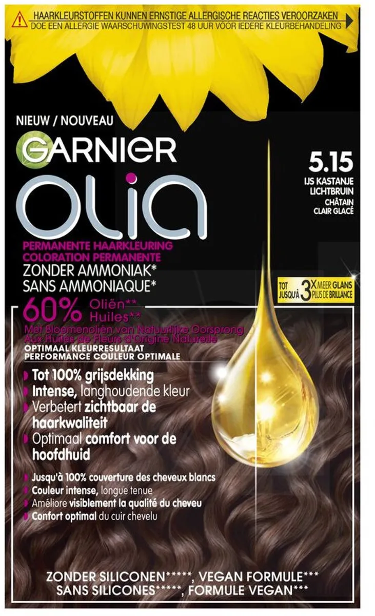 Garnier Olia 5.15 Haarkleuring Kastanje Lichtbruin - 6 Stuks