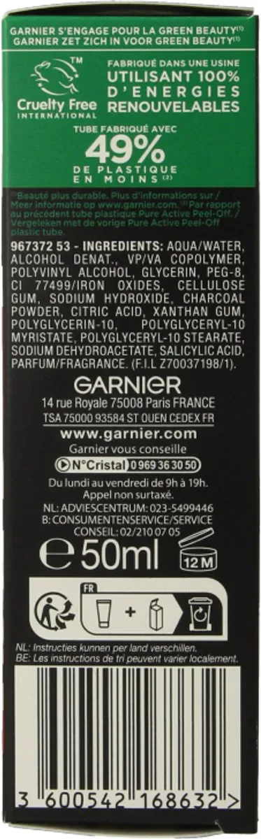 Garnier Pure Active Peel-Off Masker Charcoal 50ml