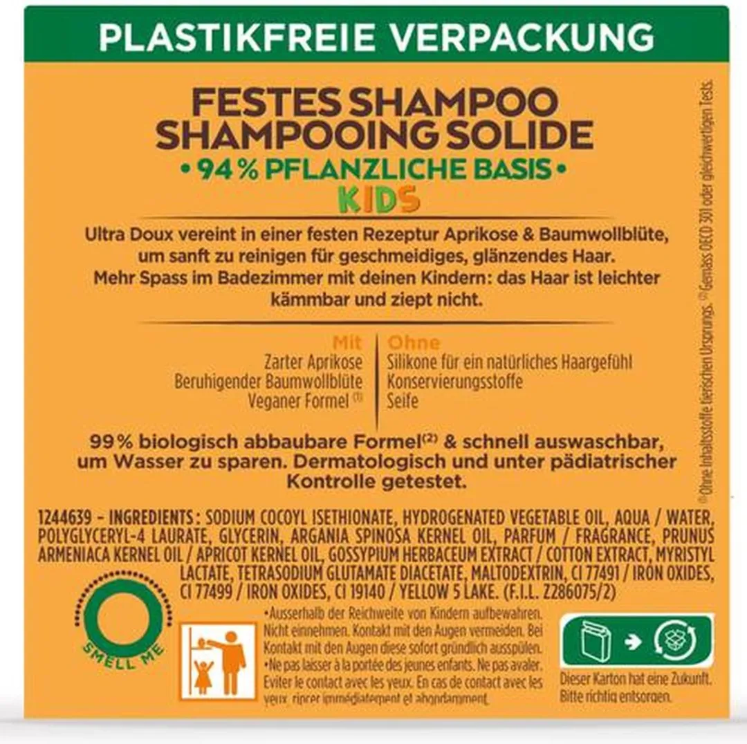 Garnier Ultra Zachte Shampoo Kinderen Abrikoos & Katoenbloem 60g