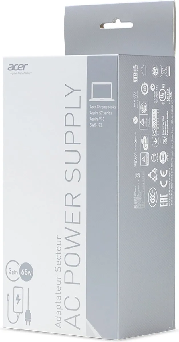 Acer APS530 Stroomadapter 65W - 3mm - Zwart