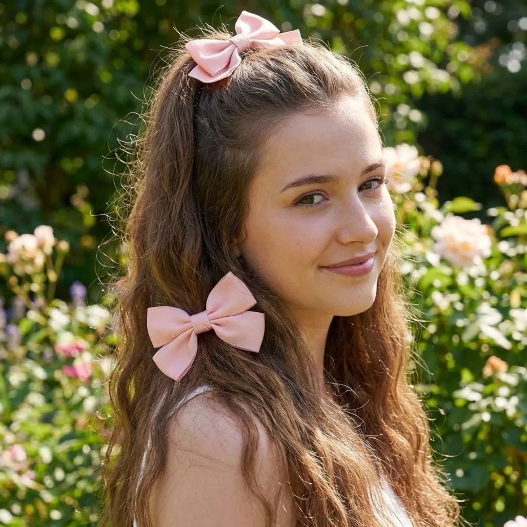 NuveX Roze Haar Elastieken Strikjes & Bloemen - 10 Stuks