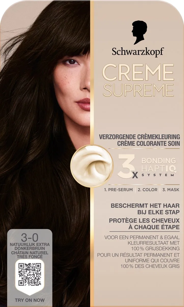 Schwarzkopf Creme Supreme 3-0 Haarverf 245g - Natuurlijk Extra Donkerbruin