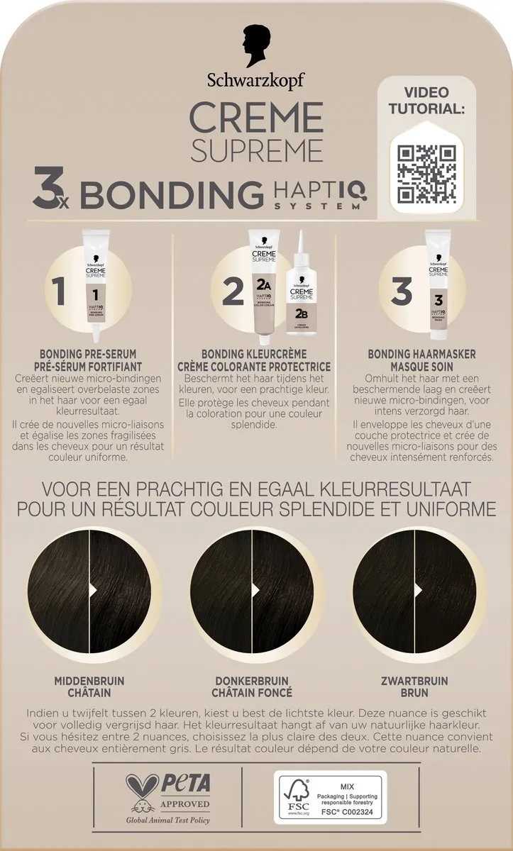 Schwarzkopf Creme Supreme 3-0 Haarverf 245g - Natuurlijk Extra Donkerbruin