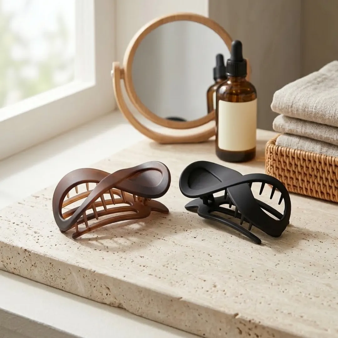 NUVEX Haarclips Set 2 Stuks - Matte Kunststof - Zwart/Bruin