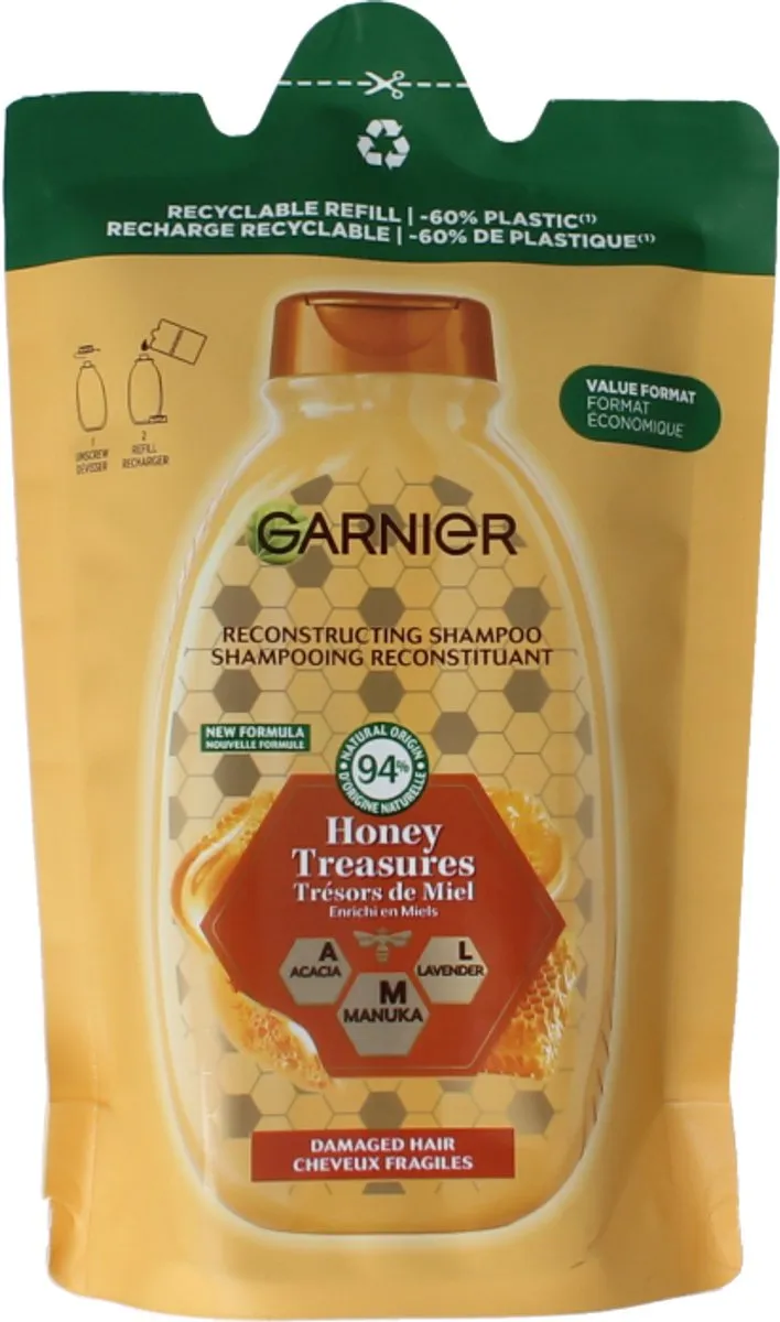 Garnier Loving Blends Honing Goud Shampoo Refill 250ml - afbeelding 6 van 6