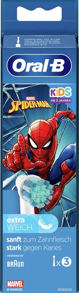 Oral-B Spiderman Opzetborstels - 3 Stuks - Zacht