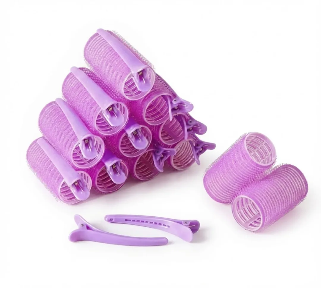 NUVEX Paarse Klittenband Haarkrullers Set 24 Stuks